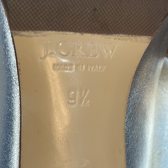 J Crew Silver Peep Toe Pumps Size 9.5 - Picture 7 of 7